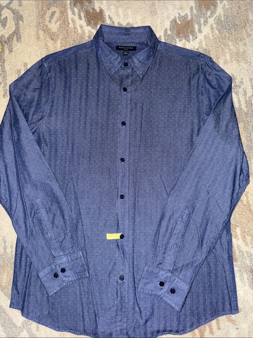 Banana Republic Blue Micro-Stripe/Arrow Button-Down Shirt L